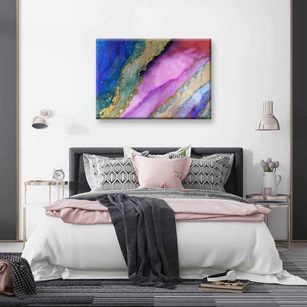 Altın Dokulu Mor ve Mavi Soyut Kanvas Tablo 4146