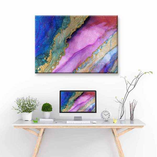 Altın Dokulu Mor ve Mavi Soyut Kanvas Tablo 4146