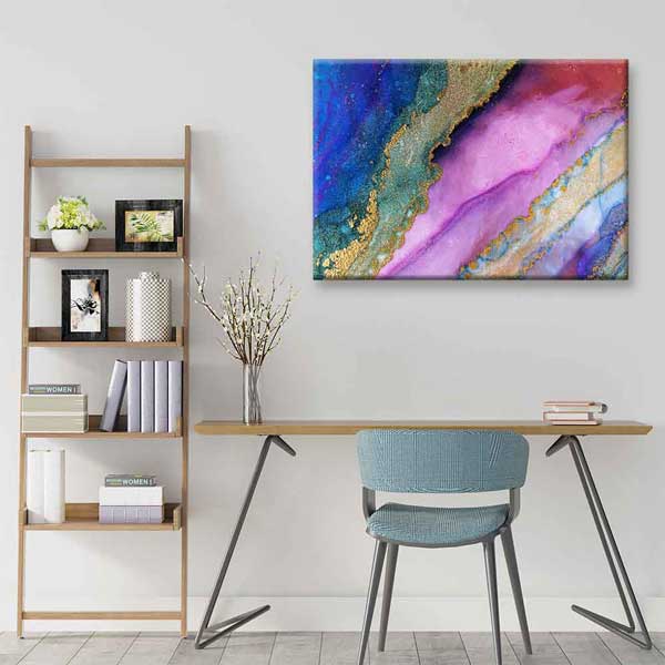 Altın Dokulu Mor ve Mavi Soyut Kanvas Tablo 4146