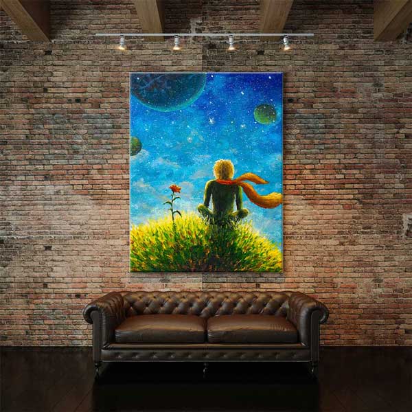 duvar-dekor-tablo-4328-01 Küçük Prens İlhamlı Uzay Kanvas Tablo 4328