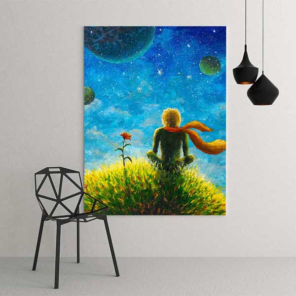 duvar-dekor-tablo-4328-02 Küçük Prens İlhamlı Uzay Kanvas Tablo 4328