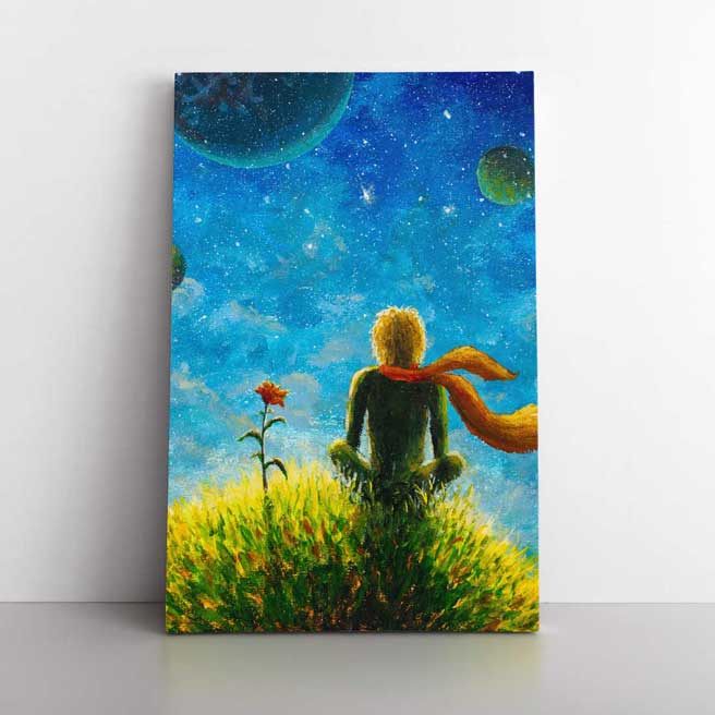 duvar-dekor-tablo-4328-03 Küçük Prens İlhamlı Uzay Kanvas Tablo 4328