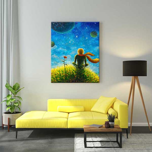 duvar-dekor-tablo-4328-04 Küçük Prens İlhamlı Uzay Kanvas Tablo 4328