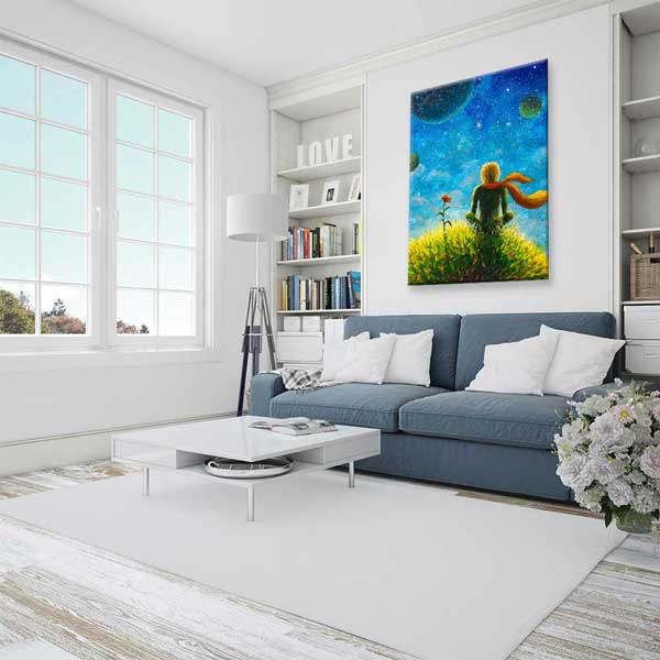 duvar-dekor-tablo-4328-05 Küçük Prens İlhamlı Uzay Kanvas Tablo 4328