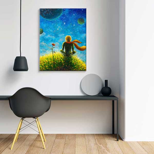 duvar-dekor-tablo-4328-07 Küçük Prens İlhamlı Uzay Kanvas Tablo 4328