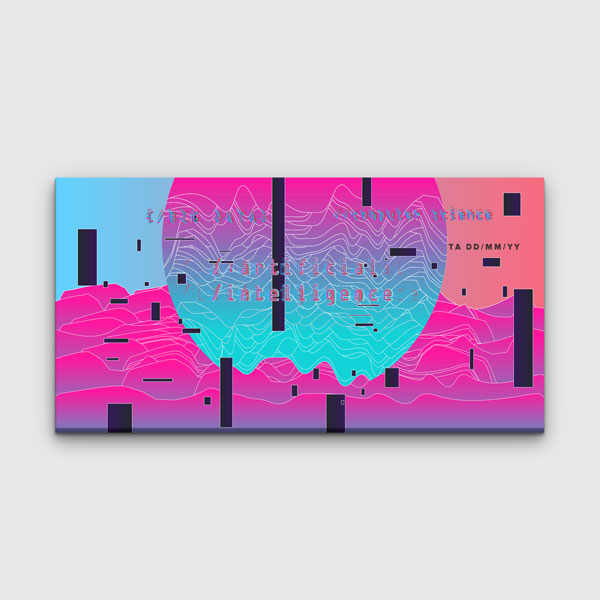 Yapay Zekâ Temalı Glitch Veri Dalgaları Dijital Sanat Kanvas Duvar Tablosu 4782