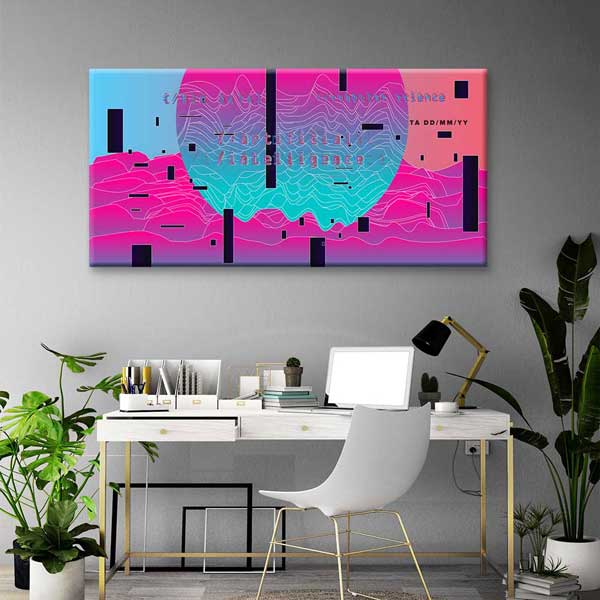 Yapay Zekâ Temalı Glitch Veri Dalgaları Dijital Sanat Kanvas Duvar Tablosu 4782