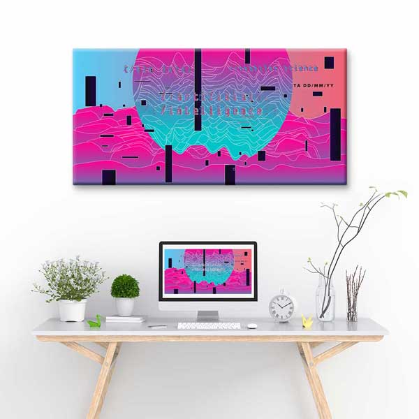 Yapay Zekâ Temalı Glitch Veri Dalgaları Dijital Sanat Kanvas Duvar Tablosu 4782