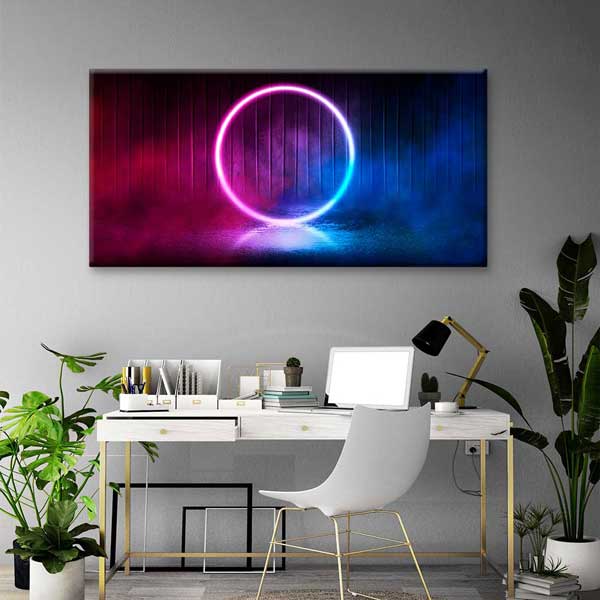 Neon Işık Halkası Minimal Soyut Dijital Sanat Kanvas Duvar Tablosu 4788