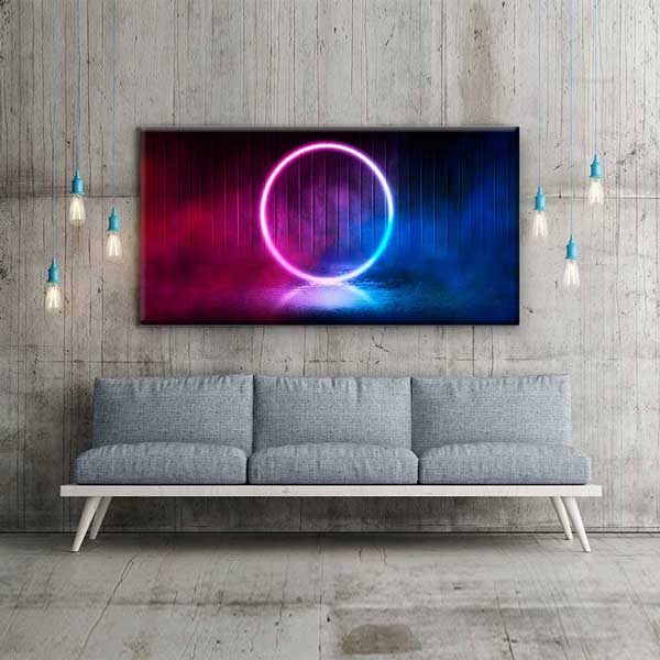 Neon Işık Halkası Minimal Soyut Dijital Sanat Kanvas Duvar Tablosu 4788