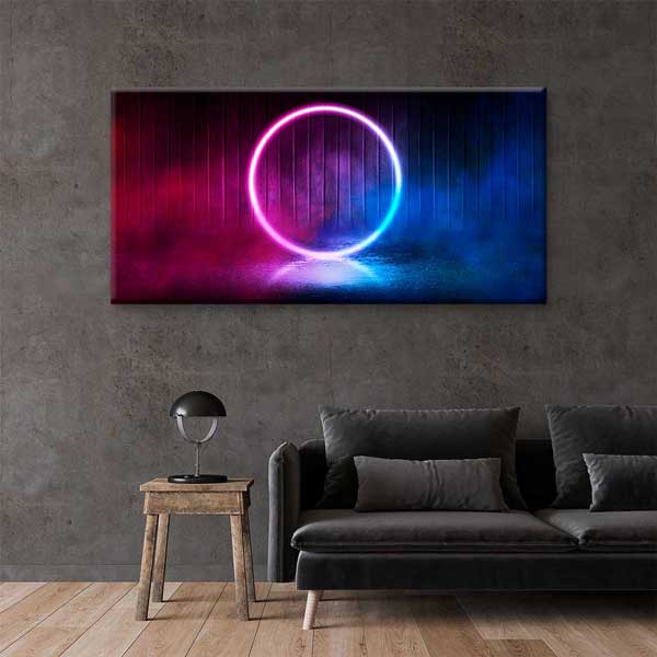Neon Işık Halkası Minimal Soyut Dijital Sanat Kanvas Duvar Tablosu 4788