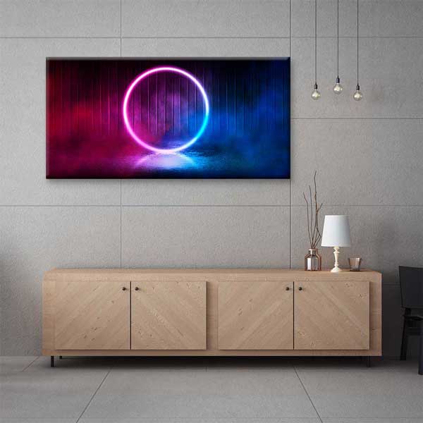 Neon Işık Halkası Minimal Soyut Dijital Sanat Kanvas Duvar Tablosu 4788
