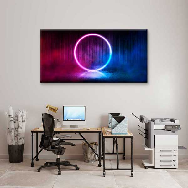 Neon Işık Halkası Minimal Soyut Dijital Sanat Kanvas Duvar Tablosu 4788