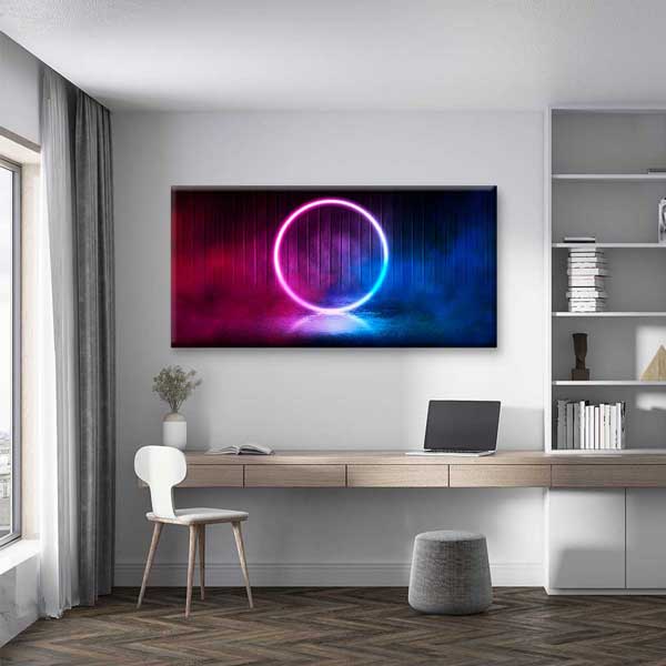 Neon Işık Halkası Minimal Soyut Dijital Sanat Kanvas Duvar Tablosu 4788