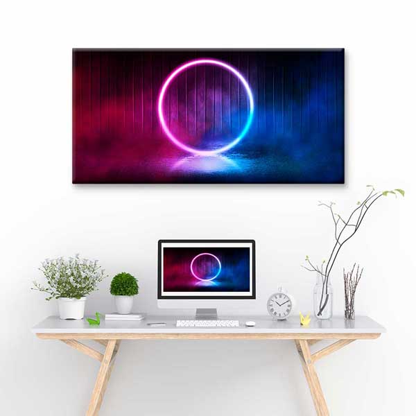 Neon Işık Halkası Minimal Soyut Dijital Sanat Kanvas Duvar Tablosu 4788