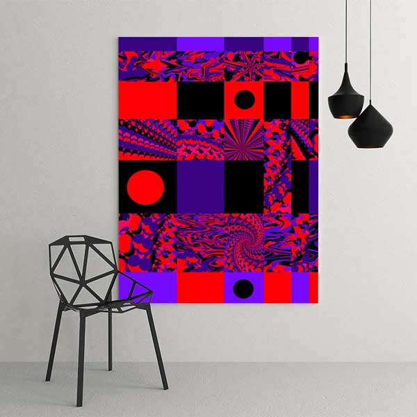 Geometrik Op Art Modüler Soyut Dijital Sanat Kanvas Duvar Tablosu 4819