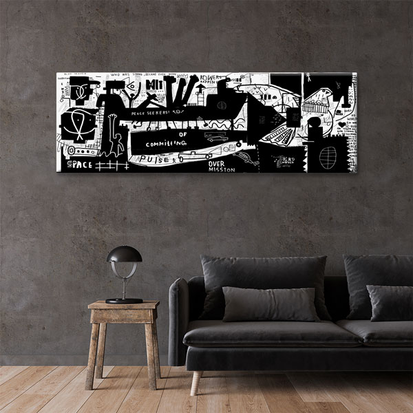 Siyah Beyaz Grafik Kolaj Kanvas Tablo 4998