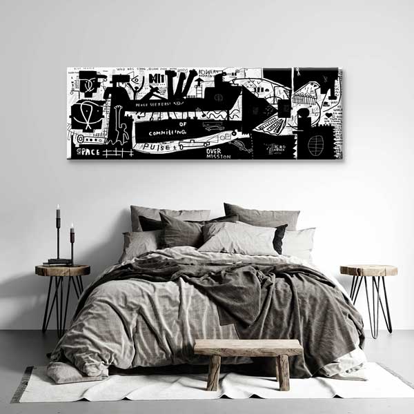 Siyah Beyaz Grafik Kolaj Kanvas Tablo 4998