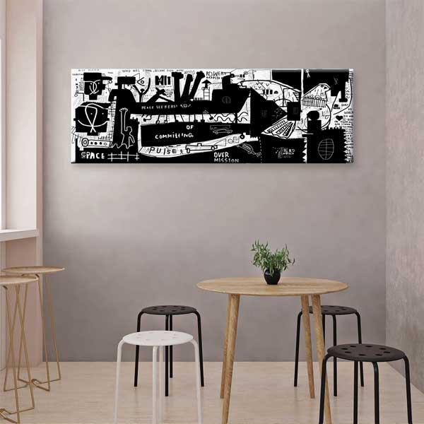 Siyah Beyaz Grafik Kolaj Kanvas Tablo 4998