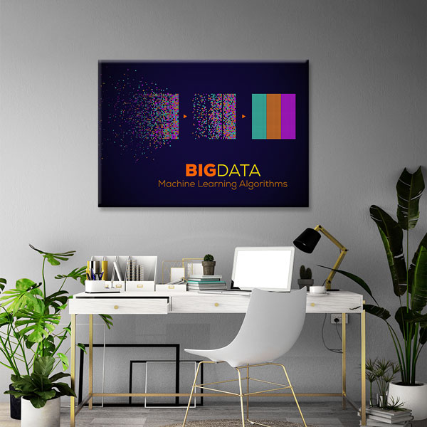 duvar-dekor-tablo-5372-01 Big Data ve Makine Öğrenimi Temalı Teknoloji Ofis Kanvas Tablo – 5372