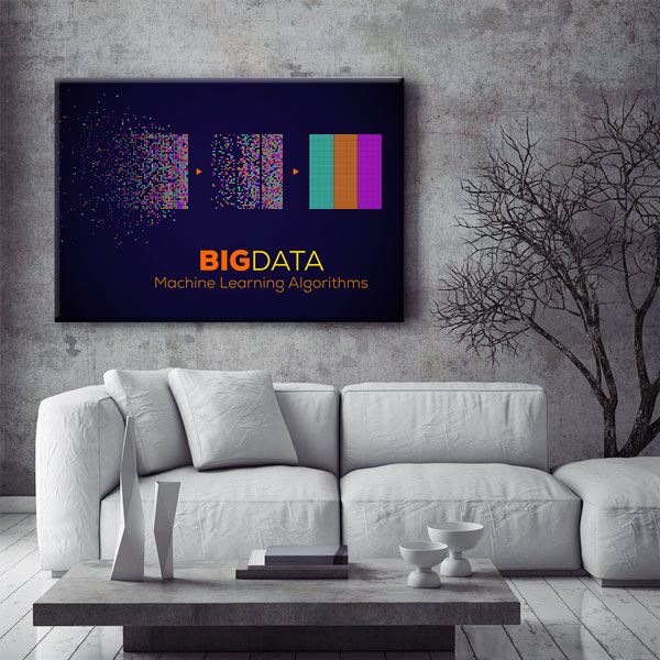 duvar-dekor-tablo-5372-04 Big Data ve Makine Öğrenimi Temalı Teknoloji Ofis Kanvas Tablo – 5372