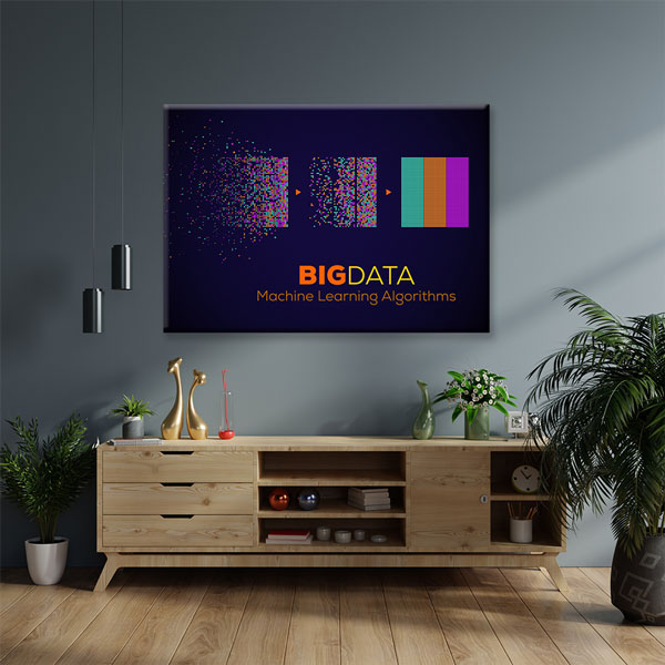 duvar-dekor-tablo-5372-05 Big Data ve Makine Öğrenimi Temalı Teknoloji Ofis Kanvas Tablo – 5372