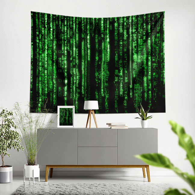 duvar-dekorasyon-5414-00 Matrix Kod Temalı Dijital Sanat Duvar Örtüsü 5414