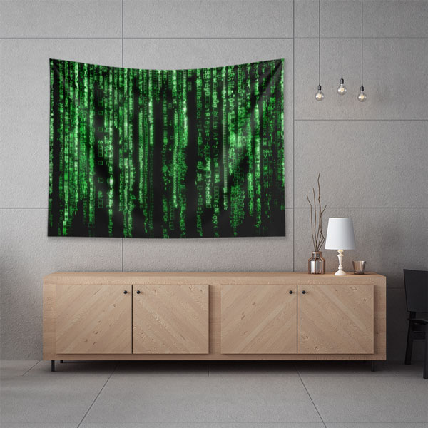 duvar-dekorasyon-5414-06 Matrix Kod Temalı Dijital Sanat Duvar Örtüsü 5414