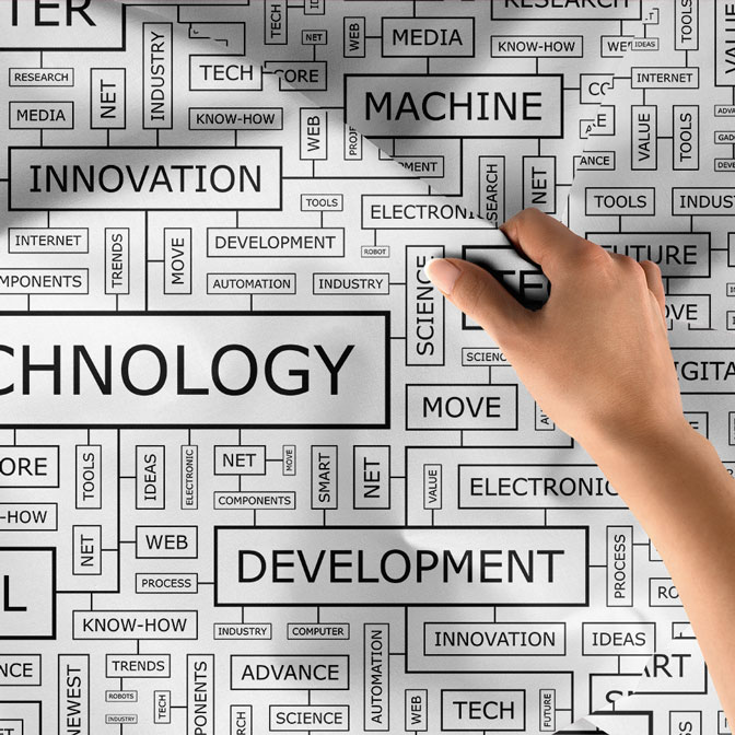 Teknoloji ve Dijital Kelime Bulutu Tasarımlı Duvar Örtüsü 5501