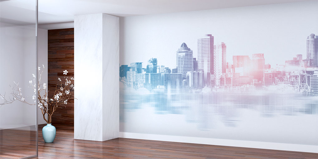 Modern Şehir Silüeti Desenli Dekoratif Duvar Kağıdı 5562