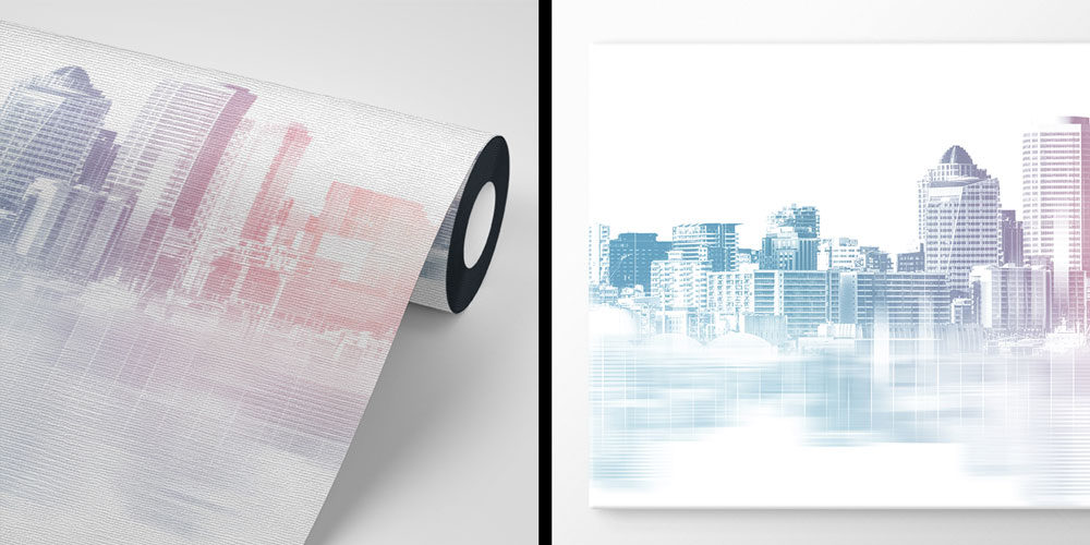 Modern Şehir Silüeti Desenli Dekoratif Duvar Kağıdı 5562