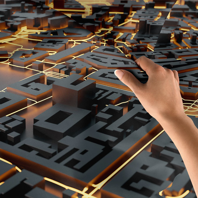 duvar-dekorasyon-ofis-5605-06 3D Şehir Haritası ve Işık Yolu Desenli Duvar Örtüsü Kumaş Baskı 5605