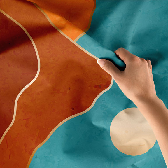 Minimal Turkuaz Gökyüzü ve Kızıl Dağ Manzaralı Duvar Örtüsü 6284