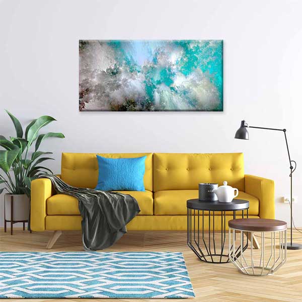 Turkuaz ve Gri Tonlu Soyut Sanat Kanvas Tablo 4129