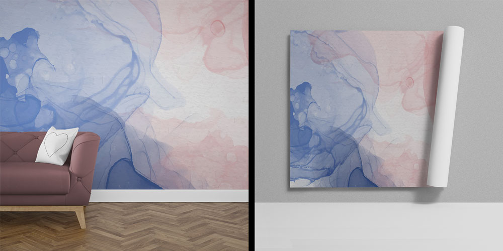 Pastel Mavi ve Pembe Soyut Sanat Duvar Kağıdı 4157