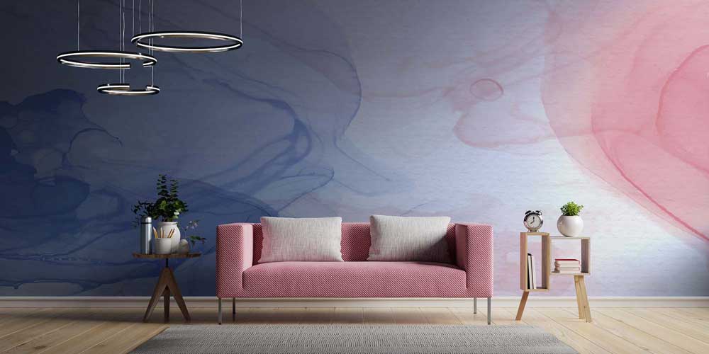 Pastel Mavi ve Pembe Soyut Sanat Duvar Kağıdı 4157