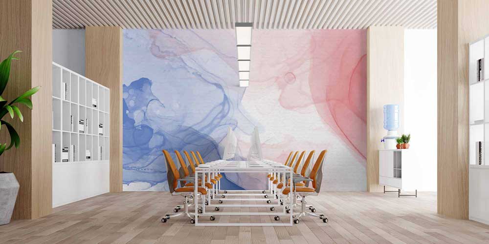 Pastel Mavi ve Pembe Soyut Sanat Duvar Kağıdı 4157