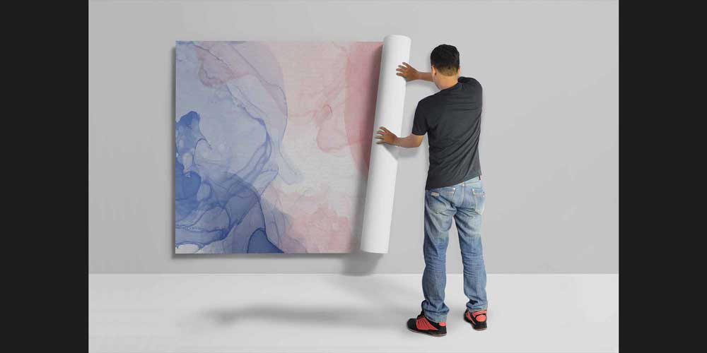 Pastel Mavi ve Pembe Soyut Sanat Duvar Kağıdı 4157