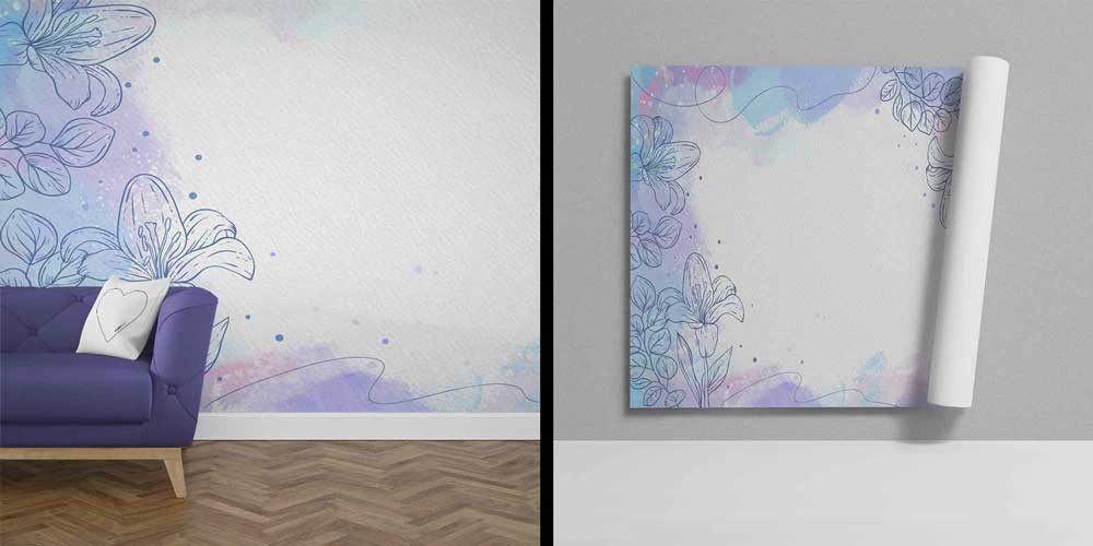 Pastel Çizgisel Botanik Desenli Minimal Duvar Kağıdı 4261