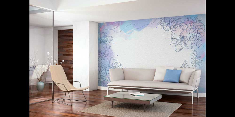 Pastel Çizgisel Botanik Desenli Minimal Duvar Kağıdı 4261