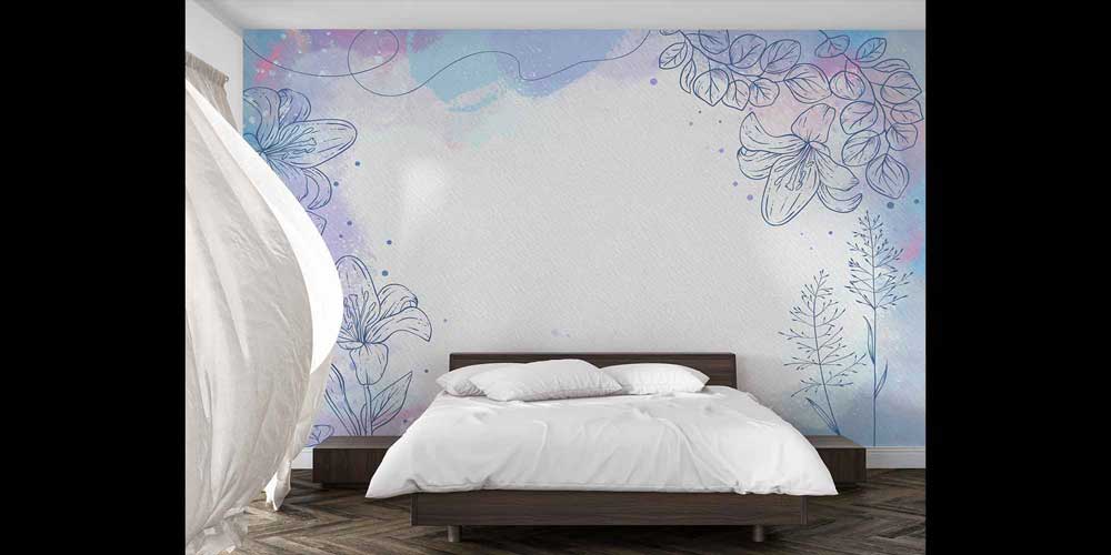 Pastel Çizgisel Botanik Desenli Minimal Duvar Kağıdı 4261