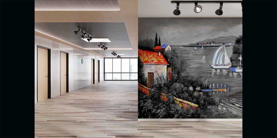 Siyah Beyaz Liman ve Renkli Evler Duvar Kağıdı 4412