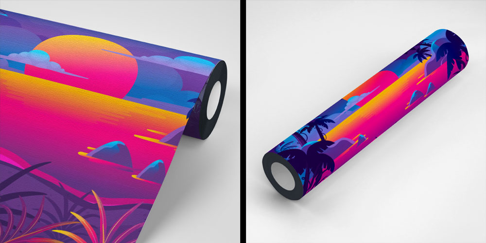 Neon Gün Batımı Tropikal Manzara Duvar Kağıdı 4421