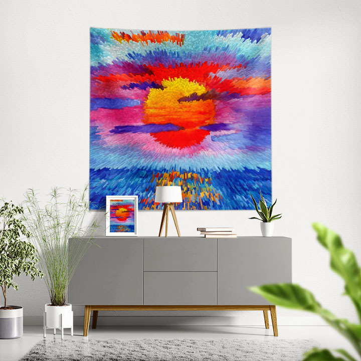 Soyut Renk Patlaması Gün Batımı Duvar Örtüsü 4440