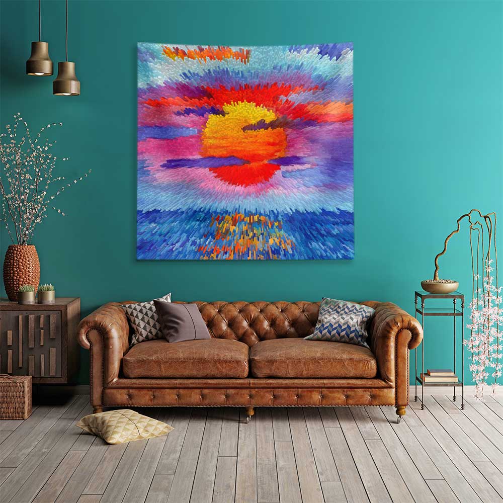 Soyut Renk Patlaması Gün Batımı Duvar Örtüsü 4440