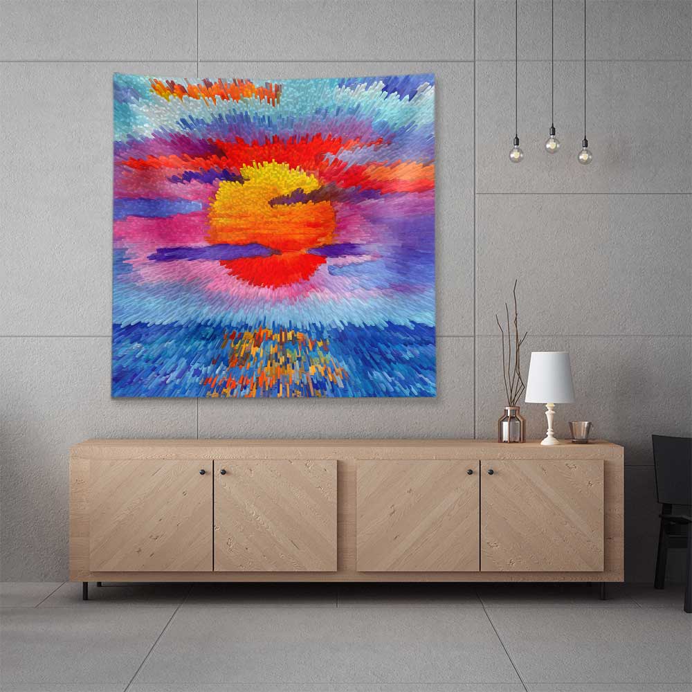 Soyut Renk Patlaması Gün Batımı Duvar Örtüsü 4440