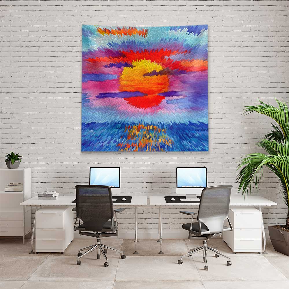 Soyut Renk Patlaması Gün Batımı Duvar Örtüsü 4440