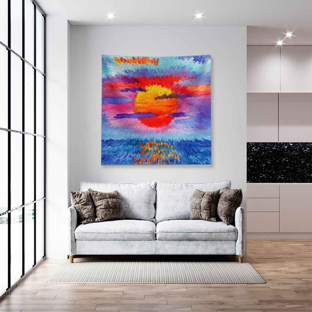 Soyut Renk Patlaması Gün Batımı Duvar Örtüsü 4440