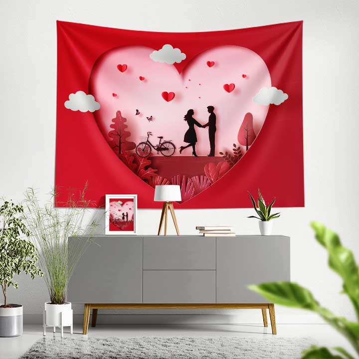 Kalp İçinde Çift Siluetli Duvar Örtüsü 4522