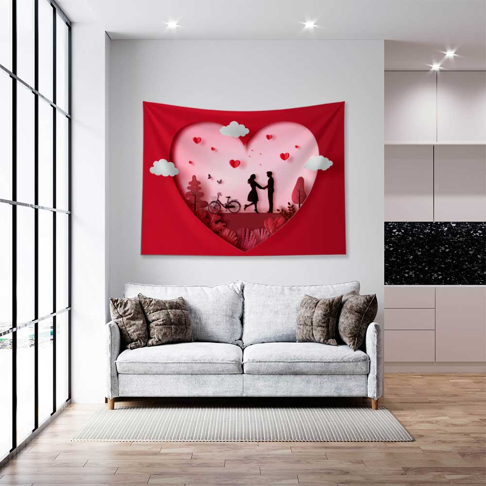 Kalp İçinde Çift Siluetli Duvar Örtüsü 4522